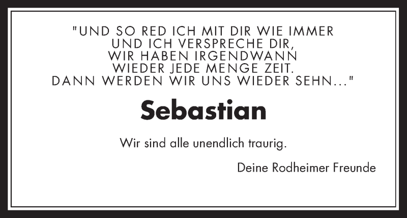  Traueranzeige für Sebastian Keller vom 26.11.2016 aus Gießener Allgemeine, Alsfelder Allgemeine