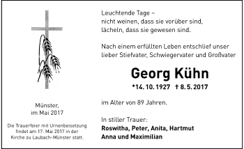 Traueranzeige von Georg Kühn von Giessener Allgemeine, Alsfelder Allgemeine