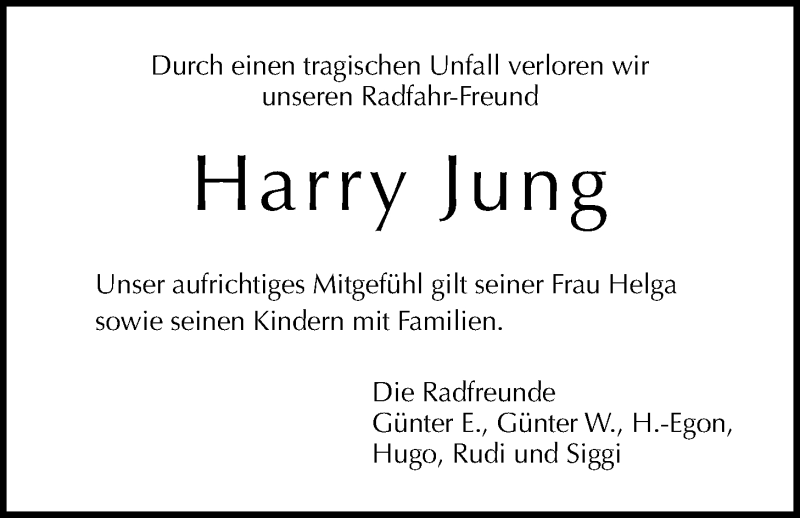  Traueranzeige für Harry Jung vom 26.05.2018 aus Wetterauer Zeitung, Wetterauer Zeitung