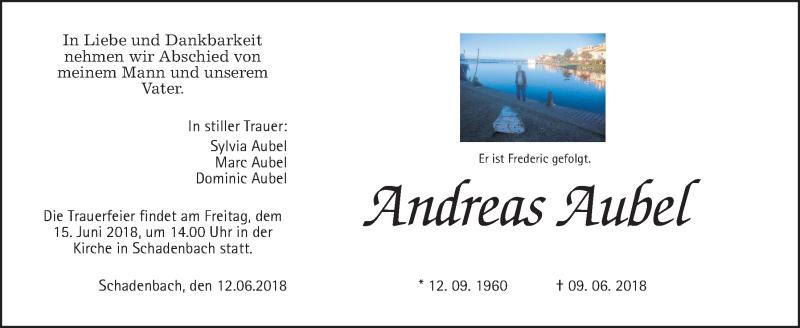  Traueranzeige für Andreas Aubel vom 12.06.2018 aus Alsfelder Allgemeine