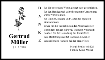 Traueranzeige von Gertrud Müller von Mücker Stimme