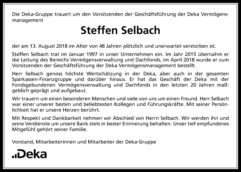 Traueranzeige für Steffen Selbach vom 22.08.2018 aus Wetterauer Zeitung