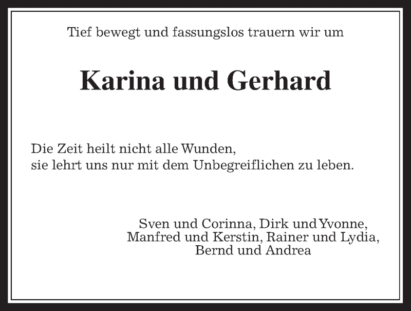  Traueranzeige für Karina und Gerhard Bäsler vom 10.10.2019 aus Wetterauer Zeitung