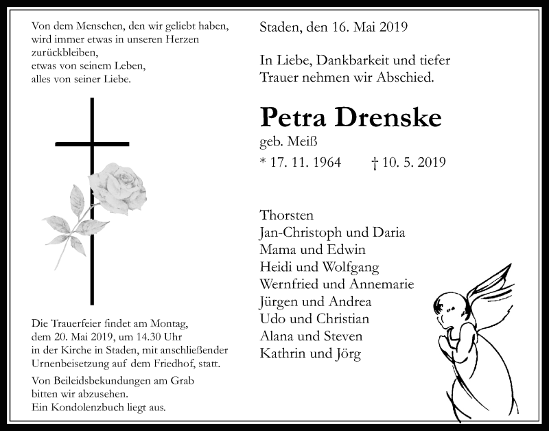  Traueranzeige für Petra Drenske vom 16.05.2019 aus Wetterauer Zeitung