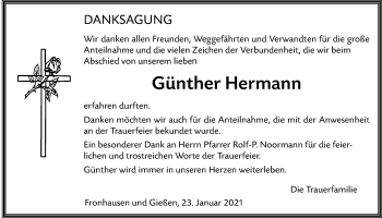Traueranzeige von Günther Hermann von Giessener Allgemeine, Alsfelder Allgemeine