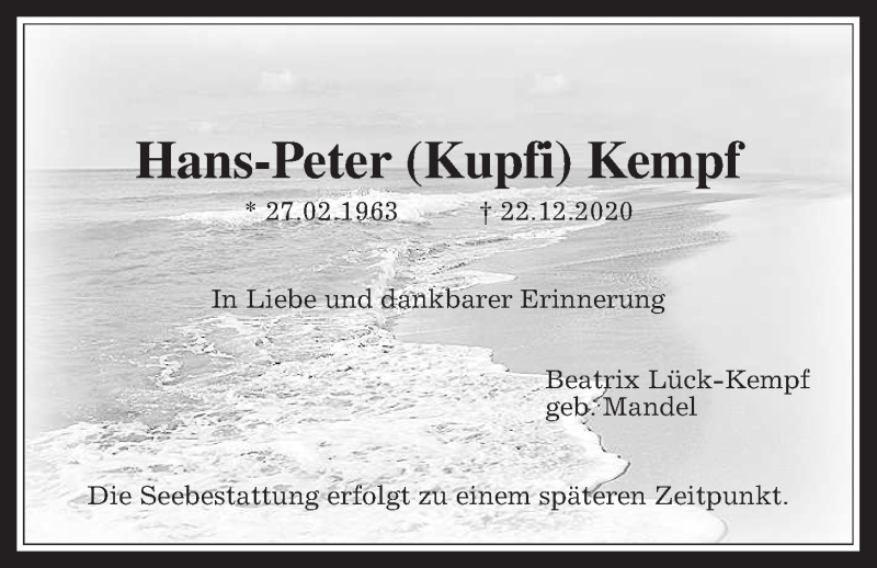  Traueranzeige für Hans-Peter Kempf vom 09.01.2021 aus Wetterauer Zeitung