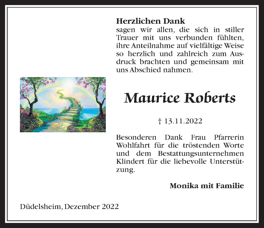  Traueranzeige für Maurice Roberts vom 24.12.2022 aus Kreis-Anzeiger
