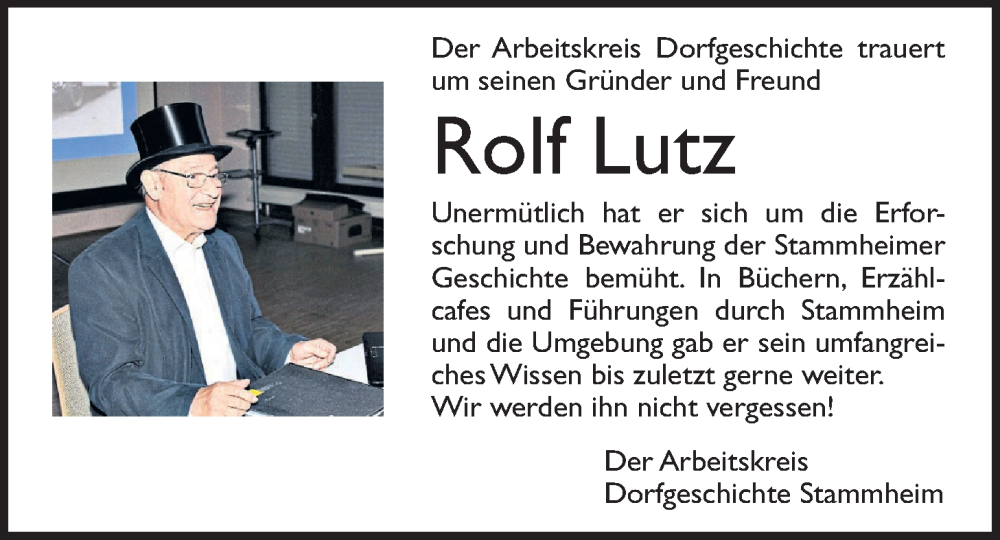  Traueranzeige für Rolf Lutz vom 25.06.2022 aus Wetterauer Zeitung