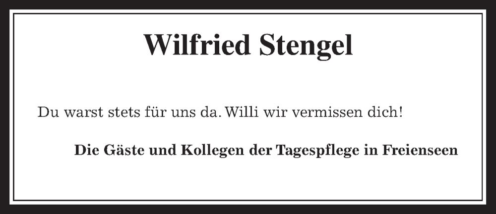  Traueranzeige für Wilfried Stengel vom 31.05.2023 aus Laubacher Anzeiger