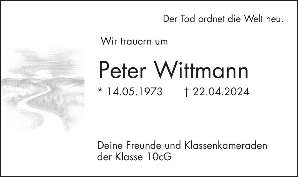  Traueranzeige für Peter Wittmann vom 04.05.2024 aus Wetterauer Zeitung