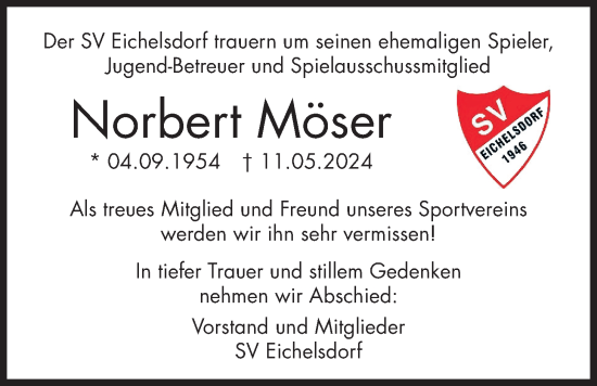 Traueranzeige von Norbert Möser von Kreis-Anzeiger