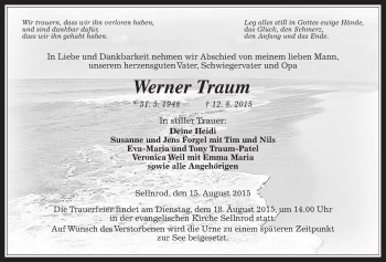 Traueranzeige von Werner Traum von Alsfelder Allgemeine