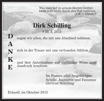 Traueranzeige von Dirk Schilling von Wetterauer Zeitung, Wetterauer Zeitung