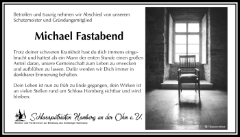 Traueranzeige von Michael Fastabend von Gießener Allgemeine, Alsfelder Allgemeine