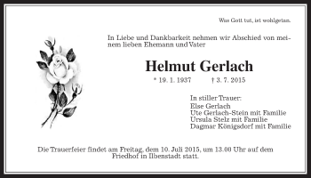 Traueranzeige von Helmut Gerlach von Wetterauer Zeitung, Wetterauer Zeitung
