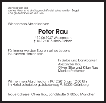 Traueranzeige von Peter Rau von Gießener Allgemeine, Alsfelder Allgemeine