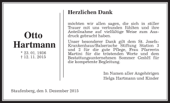 Traueranzeige von Otto Hartmann von Gießener Allgemeine, Alsfelder Allgemeine
