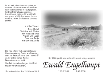 Traueranzeige von Ewald Engelhaupt von Wetterauer Zeitung, Wetterauer Zeitung