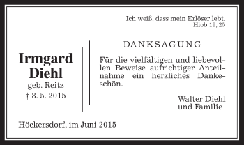 Traueranzeige von Irmgard Diehl von Gießener Allgemeine, Alsfelder Allgemeine