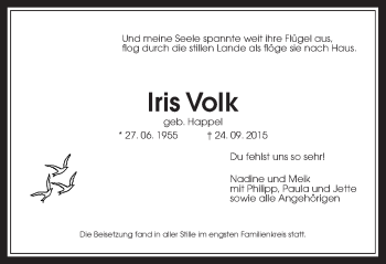Traueranzeige von Iris Volk von Gießener Allgemeine, Alsfelder Allgemeine