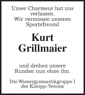Traueranzeige von Kurt Grillmaier von Wetterauer Zeitung, Wetterauer Zeitung