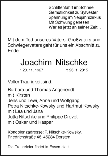 Traueranzeige von Joachim Nitschke von Wetterauer Zeitung, Wetterauer Zeitung