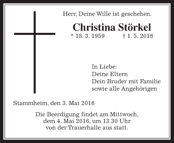 Traueranzeige von Christian Störkel von Wetterauer Zeitung, Wetterauer Zeitung