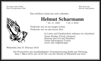 Traueranzeige von Helmut Scharmann von Alsfelder Allgemeine