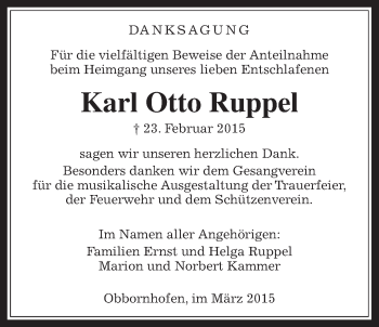 Traueranzeige von Karl Otto Ruppel von Wetterauer Zeitung, Wetterauer Zeitung