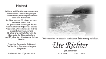 Traueranzeige von Ute Richter von Alsfelder Allgemeine