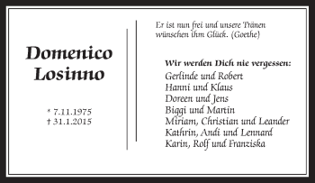 Traueranzeige von Domenico Losinno von Wetterauer Zeitung, Wetterauer Zeitung