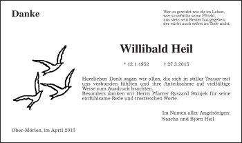 Traueranzeige von Willibald Heil von Wetterauer Zeitung, Wetterauer Zeitung