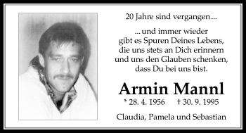Traueranzeige von Armin Mannl von Wetterauer Zeitung, Wetterauer Zeitung