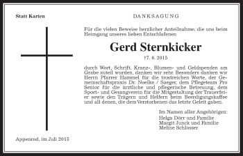 Traueranzeige von Gerd Sternkicker von Alsfelder Allgemeine