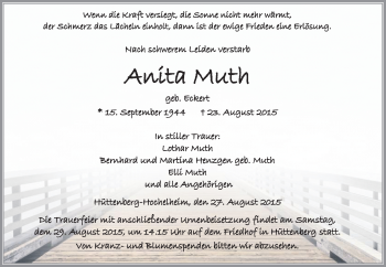 Traueranzeige von Anita Muth von Gießener Allgemeine, Alsfelder Allgemeine