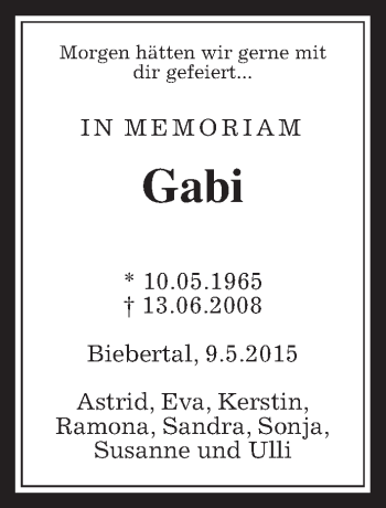 Traueranzeige von Gabi Römer von Gießener Allgemeine, Alsfelder Allgemeine