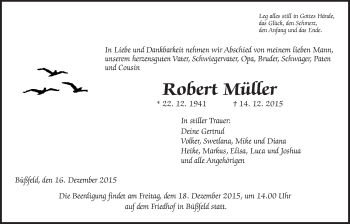 Traueranzeige von Robert Müller von Alsfelder Allgemeine