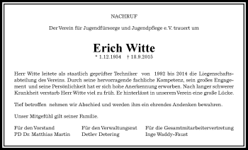 Traueranzeige von Erich Witte von Gießener Allgemeine, Alsfelder Allgemeine