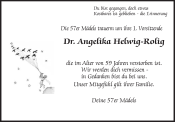 Traueranzeige von Angelika Helwig-Rolig von Gießener Allgemeine, Alsfelder Allgemeine