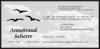 Traueranzeige von Annetraud Scherer von Wetterauer Zeitung, Wetterauer Zeitung