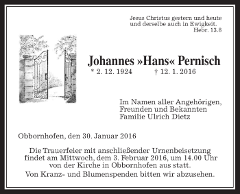 Traueranzeige von Johannes 