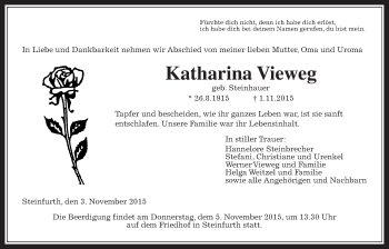 Traueranzeige von Katharina Vieweg von Wetterauer Zeitung, Wetterauer Zeitung