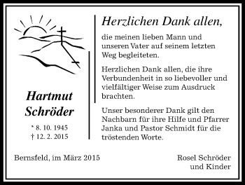 Traueranzeige von Hartmut Schröder von Mücker Stimme