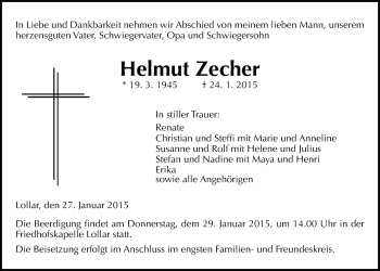 Traueranzeige von Helmut Zecher von Giessener Allgemeine, Alsfelder Allgemeine
