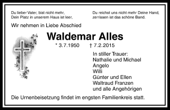 Traueranzeige von Waldemar Alles von Licher Wochenblatt, Licher Wochenblatt, Licher Wochenblatt