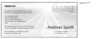 Traueranzeige von Andreas Spoth 