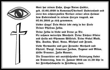 Traueranzeige von Hugo Anton Hudler von Wetterauer Zeitung, Wetterauer Zeitung