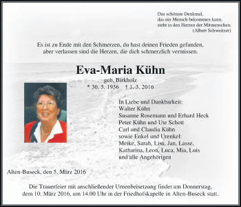 Traueranzeige von Eva-Maria Kühn von Gießener Allgemeine, Alsfelder Allgemeine