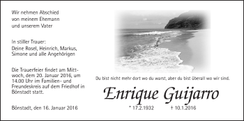 Traueranzeige von Enrique Guijarro von Wetterauer Zeitung, Wetterauer Zeitung