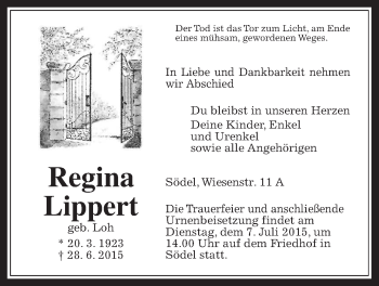 Traueranzeige von Regina Lippert von Wetterauer Zeitung, Wetterauer Zeitung